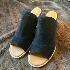 ANDRE ASSOUS Siri Black Suede Slip On Slide Mule Black Sz 8